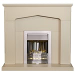 Adam Cotswold Fireplace in Stone Effect with Helios Electric Fire in Brushed ...