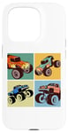 Coque pour iPhone 15 Pro I Love Monster Trucks Four 4 Monster Truck Party Style bande dessinée