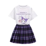 Kuromi Flickor Kortärmad Topp Plisserad Kjol Sommar T-shirt Kort Kjol Set Barnpresent White 120cm