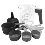 NERTHUS FIH 1382 9-Piece Set: 8 Measuring Spoons and Jug 1L – BPA Free Plastic, Ideal for Measuring Liquid and Dry Ingredients in Kitchen