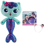 Gabby's Dollhouse, 35.6cm Interactive Talking MerCat Plush Kids’ Toys, Magical Musical Cat Ears