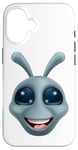 Coque pour iPhone 16 Alien Gris Gris Fun Personnage de dessin animé drôle