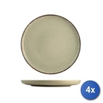 4 Plates Flat In Porcelain Brand H&H, Assorted Colors, Diameter 27cm