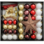 WeRChristmas Lot de 50 Boules de Noël incassables, Rouge/Blanc/doré/Chocolat/Baie