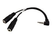 Roline - Prise de casque micro - mini jack 4 pôles mâle pour mini-phone stereo 3.5 mm femelle - 15 cm - noir