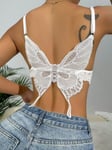 Butterfly muotoinen yksityiskohta rusetti edessä pitsi Bralette Alusvaatteet·White·XS