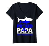 Womens Irritable Bowel Syndrome IBS Blue Ribbon Proud PAPA Father V-Neck T-Shirt