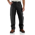 Carhartt Men's Loose Fit Firm Duck Double-Front Utility Work Pant, Black, 40W / 34L