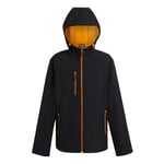 Regatta Mens Navigate 2 Layer Soft Shell Jacket (Black/Orange Pop) material_Synthetic - Size Medium