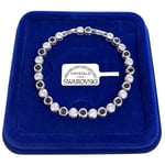 Bracelet Tennis Billes 5mm Noir Pl. or Blanc 18k avec des Cristaux Swarovski B12