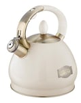 Buckingham 17078 Retro Stainless Steel Stovetop Induction Whistling Kettle 3.4 L-Matt Cream, 3.4 liters