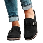 Dam Casual Bekväma Clogs Mocka Slip On Sandaler Sommar Hem Kontor Skor_happyshop Black 38