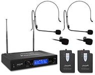 Audibax Missouri 2500-1 - Système de Microphones sans Fil VHF à Deux Lames - Microphones sans Fil Madonna à Fréquence A - Système avec Indicateurs RF/AF - Connecteurs de Sortie XLR et Auxiliaires