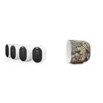 Arlo Pro 5 Security Camera Outdoor, 2K 8-Month* Battery Operated Home Outdoor Camera With Advanced Colour Night Vision, 4 Cameras, White and FREE 4 Camera Housings, Mossy Oak bundle