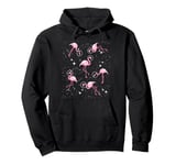 Pink Flamingo in Space Stars Astronaut Hat Tropical Theme Pullover Hoodie