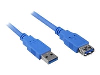 Sharkoon - Usb-Förlängningskabel - Usb Typ A (Hane) Till Usb Typ A (Hona) - Usb 3.0 - 2 M - Blå