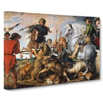 The Wolf And The Fox By Peter Paul Rubens Classic Painting Canvas Wall Art Print Ready to Hang, Framed Picture for Living Room Bedroom Home Office Décor, 24x16 Inch (60x40 cm)