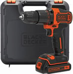 BLACK+DECKER 18V Cordless 1.5Ah Hammer Drill Kit Box BCD700S1KQ-GB