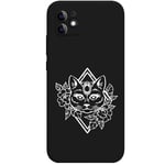 Coque noir Iphone 12 chat fleur