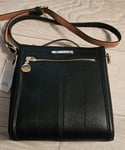 BLACK FAUX LEATHER SHOULDER BAG - RI - MONOGRAM - RIVER ISLAND - 27 x 24 x 8cm