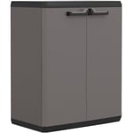 KETER | ARMOIRE BASSE PIU, Gris / Noir, 68 x 39 x 83 cm