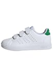 adidas Mixte Advantage Base 2.0 Shoes Children Chaussures, Cloud White/Cloud White/Green, 34 EU