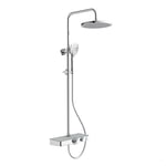 EISL DX1105CST FUTURA Système de douche bien-être avec thermostat tablette en verre, panneau de douche avec robinetterie, (douche à effet pluie avec support mural, colonne de douche) gris chrome