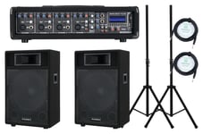 Systeme Sono Enceintes Actives 800W Kit Table de Mixage USB Bluetooth Trepieds