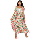 Lovedrobe Ladies Plus Size Summer Maxi Dresses for Women Orange Flowers Pattern Size 20