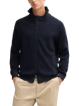 BOSS Cotton & Wool Blend Zip Neck Jumper, Dark Blue