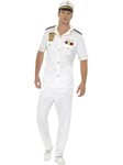 Smiffys Captain Costume, White with Top, Trousers & Hat, Land, Sea and Air Forces Fancy Dress, Adult Dress Up Costumes