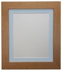 FRAMES BY POST Metro Oak Photo Picture Poster Frame with Blue Mount Plastic Glass 60 x 80cm For Pic Size 50 x 70cm