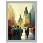 Doppelganger33 LTD Autumn On Wall Street New York City Painting Artwork Framed Wall Art Print A4