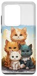 Coque pour Galaxy S20 Ultra Mignon anime chat photo de famille sur rocher ensoleillé jour portrait