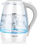 GABERLEE Electric Kettle, 1.7L, Fast Boil Quiet Glass Kettle with Blue White