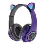 B39 Mignon Chat Oreilles BT Sans Fil Bluetooth 5.0 Casque Avec Micro Flash Lumiere LED Stéréo Musique Casque Pliable Téléphone Casque Kid-3