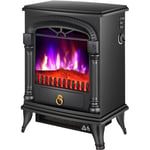 JHSHENGSHI Electric Stove Heater Electric Stove Heater With Log Burner Flame Effect Safety Cut-Out System Living Room Floor Standing 2 Heat Settings Black