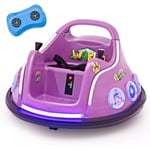 Costway - 12V Auto Tamponneuse Électrique Enfants avec Télécommande 2,4G, Voiture Tournante Bébé 360°avec Lumières Clignotantes & Musique, Motif