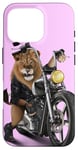 Coque pour iPhone 16 Pro Lion Riding Classic Chopper Moto