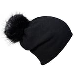 DonDon Bonnet d'hiver avec Pompon détachable à Changer Femme Bonnet Laine Chaud et Doux - Noir