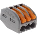 Inotech - Lot de 15 bornes automatiques à cliquet S222 - 3 entrées – fils rigides et souples 4mm² max - orange - Wago