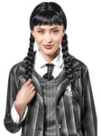 Ladies Wednesday Addams Black Plaited Adult Wig Addams Family Accessory Cosplay