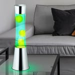 Lava Lampe de Table Lumière Magma Effet Bleu Jaune Verre pour Enfants 41 CM