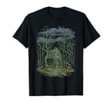 Dark Cottagecore Mystical Forest Cabin Scene T-Shirt