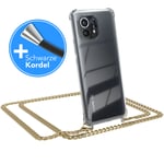 For Xiaomi Mi 11 5G Phone Case with Lanyard Cord TPU Metal Chain Gold