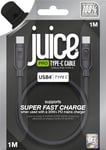 Juice 4.0 Type C cable. Type C to Type C, Fast charging, Durable, iPhone 15, 15 Pro, Samsung, Oppo, Nokia, LG and may more compatible (Black)