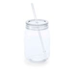 eBuyGB 1303206-4 Pack of 4 Mason Jam Jars, BPA-Free Plastic, 600 ml, White