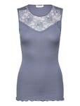 Silk Top Regular W/ Lace Blue Rosemunde