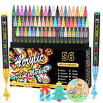 Efimeso Set De 56 Crayons De Feutre Acrylique Pour La Peinture De Roches, Céramique, Pierre, Verre, Bois, Métal, Marqueur Peinture Acrylique À Pointe Extra Fine De 0,7 Mm À Base D'Eau