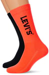 Levi's Sport Ribbed Unisex Regular Cut Socks (2 Pack), Neon Red, 35/38 (Pack of 2)